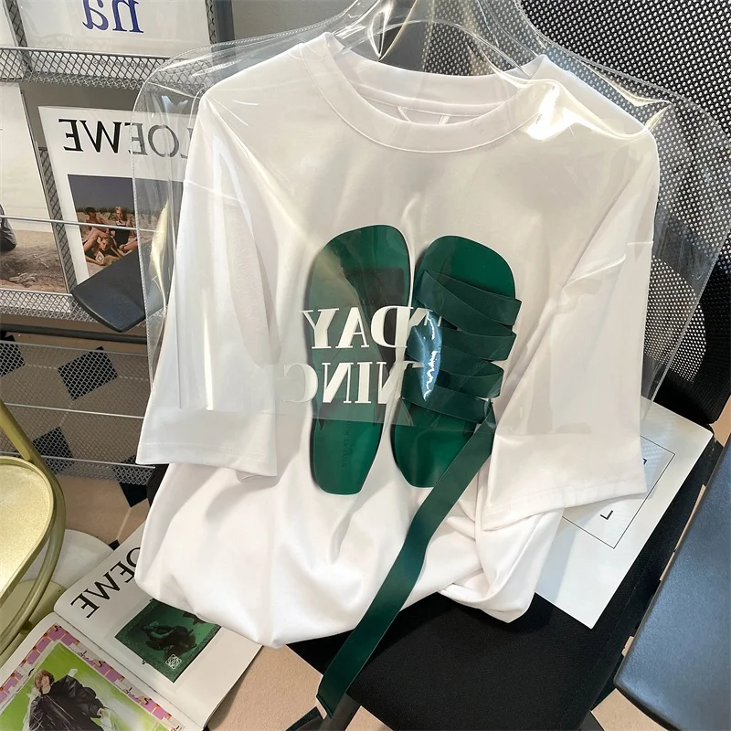 

Vintage Loose Fit ex ort Sve T-irt with 3D Laces Design Sensation Small Mass Brand Summer Casual Youth Faion