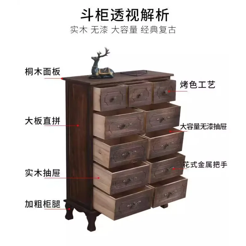 chest of drawers solid wood simple modern chest of drawers bedroom drawer storage cabinet living room paulownia wood chest locke