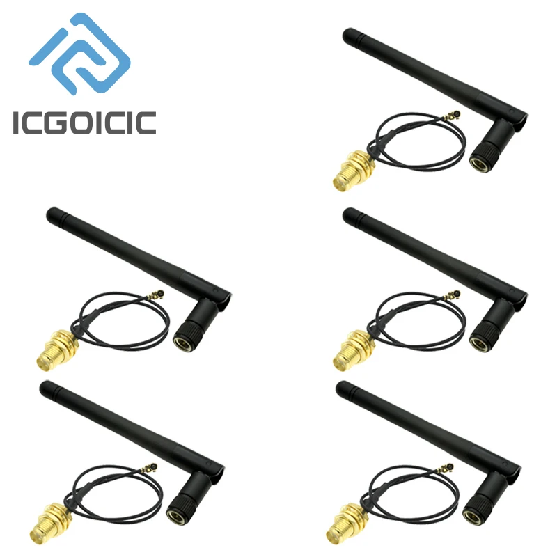 1-10 STKS 2.4 GHz 3dBi WiFi 2.4G Antenne Antenne, Mannelijke Draadloze Router + 17 cm PCI U.FL IPX naar SMA ESP8266 ESP32 Mannelijke Pigtail Kabel