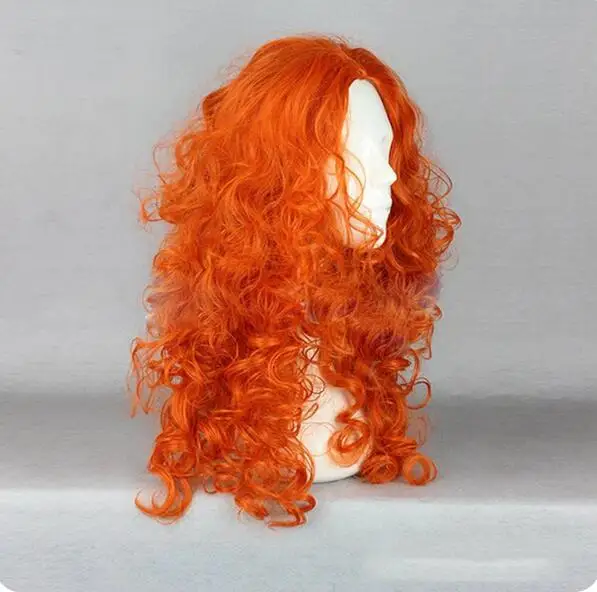 Peruca Cosplay Longa Encaracolada, Cabelo Sintético, Perucas Lolita, Laranja