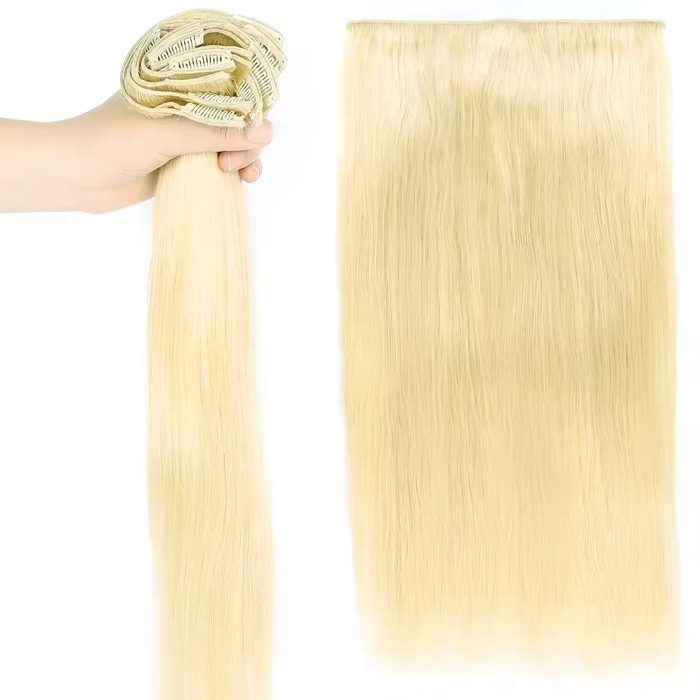 613 Светлые прямые волосы на заколках, человеческие волосы 24 дюйма, бразильские 100% настоящие человеческие волосы, светлые накладные волосы на заколке