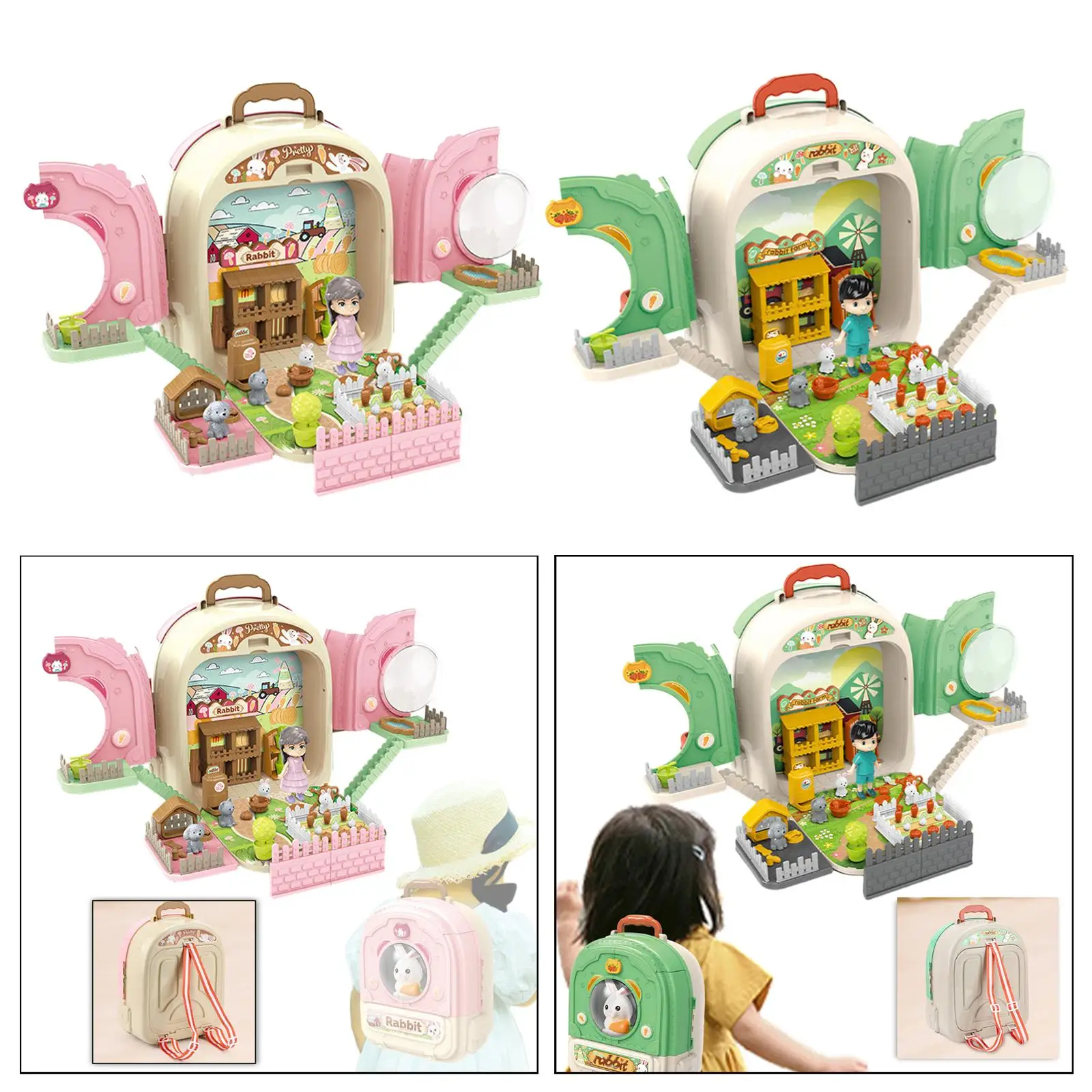 

Pretend Play Suitcase Educational Adjustable Straps Role Play Girls Pretend Playhouse for Games Party Gathering Gifts Holiday