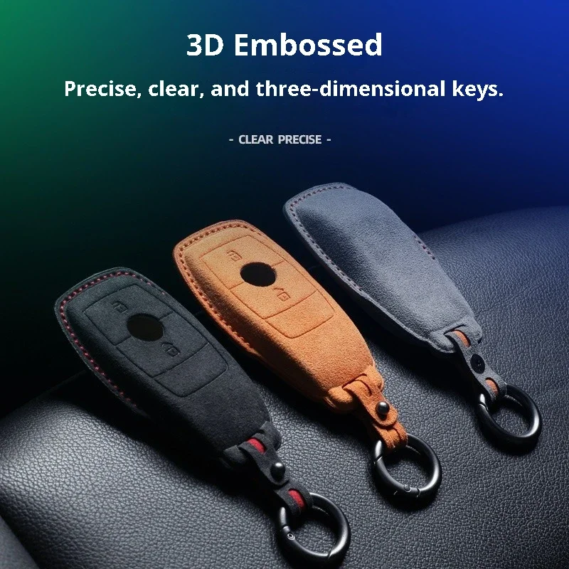 Car Key Fob Cover Holder Fit For C200L/C260L/GLC300L/E300L V206/V254/V214 Series Suede 3D Key Case Cover Shell Keychian
