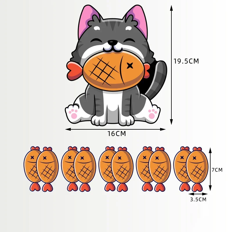 

11pcs Set Cat Eating Fish Angler Rewritable Magnetic Sticker Classroom Grouping Team Confrontation Games Learning Teaching Aids