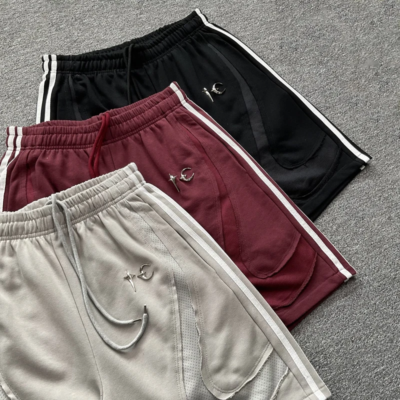 

Sukuhara Style Thug Club Pants High Quality Splicing Design Metal Logo Decoration Men Casual Pull Rope THUG CLUB Shorts