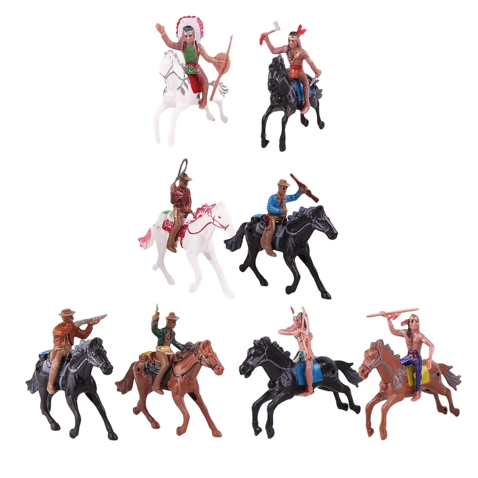 Set of 8 Cowboys and Figures Horse Riding Figures Western Cowboy Figures for Preschool Boys Kids Sandbox