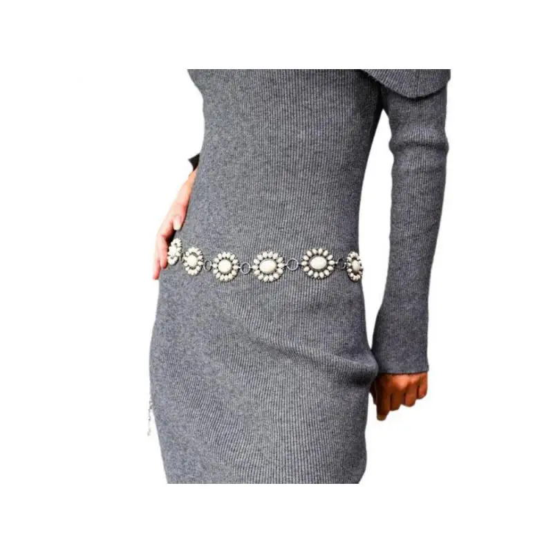 

Women Long Dress Bohemian Belt New Waist Chain Fashionable Environmentally Friendly Alloy Inlaid Turquoise Body Retro Color