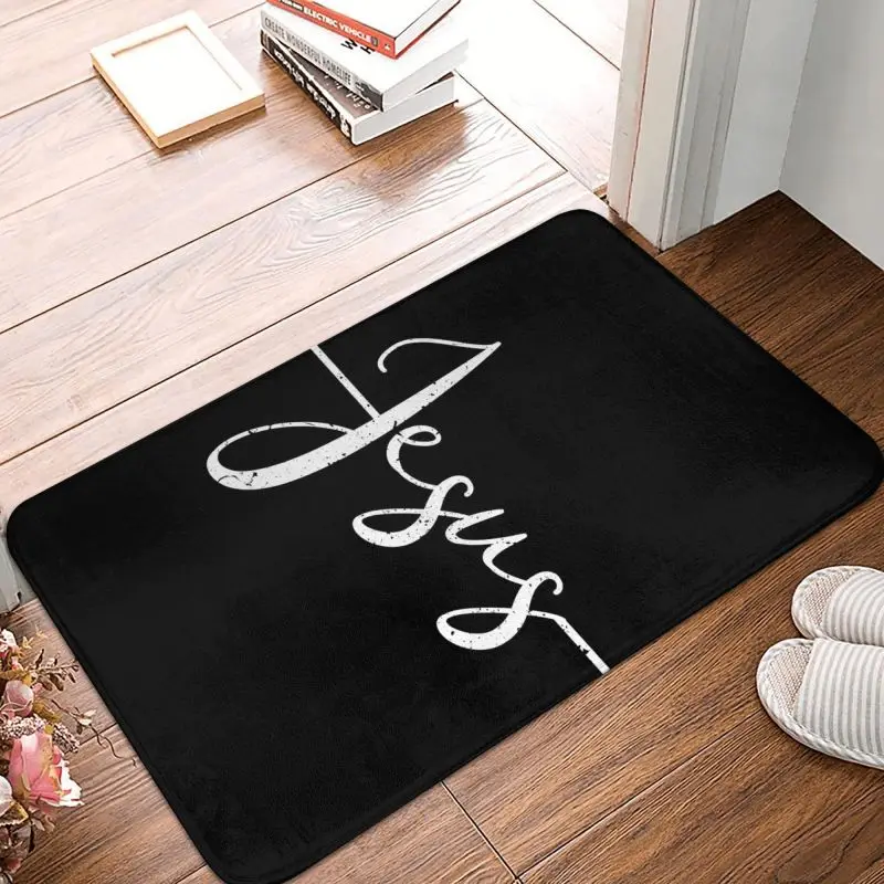 Jesus Christ On The Cross God Front Door Mat Anti-Slip Outdoor Absorbent Christian Doormat Kitchen Balcony Entrance Rug Carpet