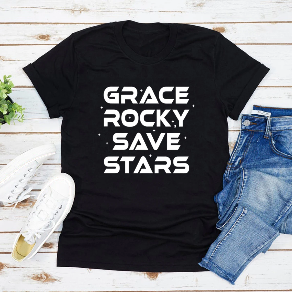 Project Hail Mary Grace Rocky Save Stars Poster Women's T-shirt Tv Show Inspired Unisex Tops Short Sleeve Tshirt Casual Tees
