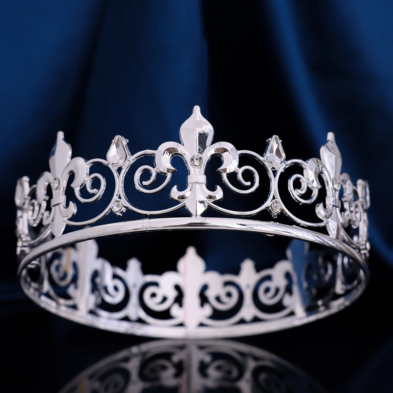 

1 piece of palace retro round crown, super gorgeous and luxurious evening performance alloy rhinestone headpiece