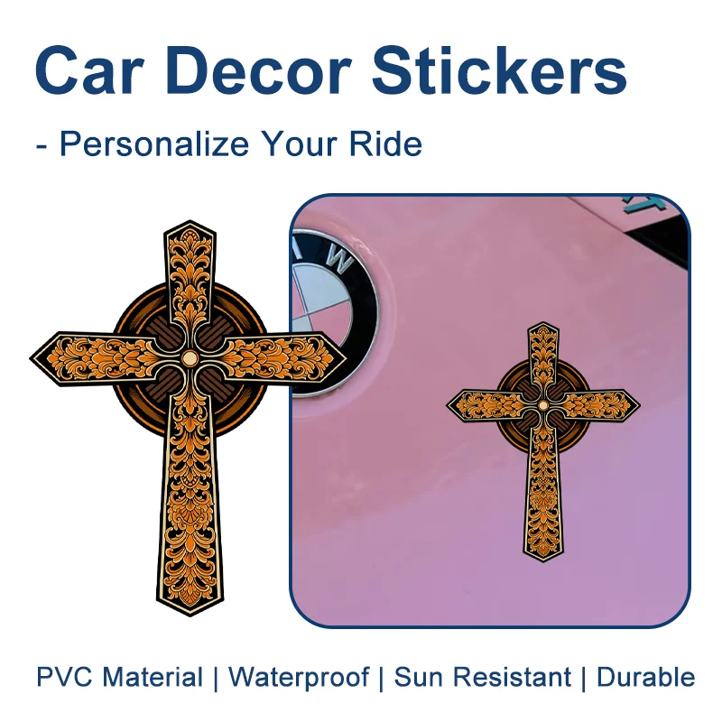 European Retro Cross Symbol Car Sticker Trendy PVC Waterproof Decal for Car Hood Fuel Tank Cover Laptop DIY Gift Car Sticker