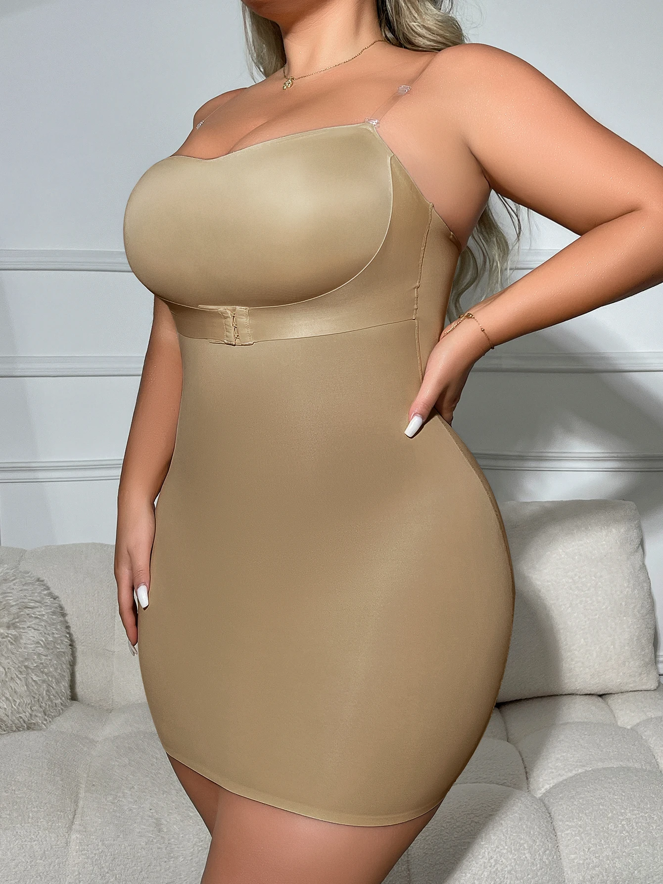 Plus-Size Women\'s Seamless Shapewear Dress, Strapless Strapless Non-Slip Corset, Waist And Belly Shapewear With Front Deduction