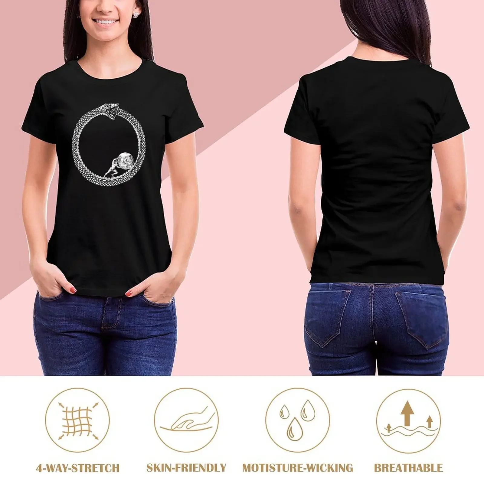 Sisyphus in an Ouroboros snake - Unisex Philosophy T-Shirt For Existentialists T-Shirt lady clothes tees tshirts for Women