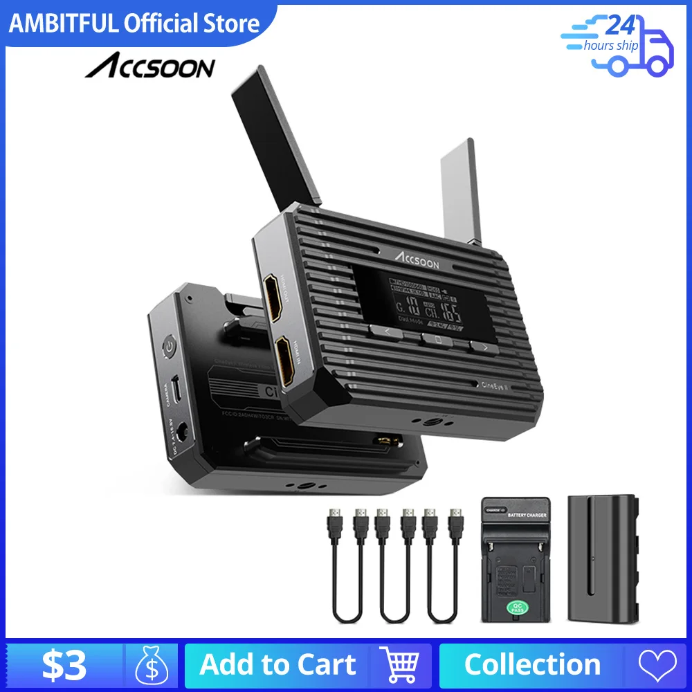 ACCSOON CineEye 2 Mini Wireless Transmitter Receiver Video Audio 400ft Transmission Video Transmitter 1080P Live streaming