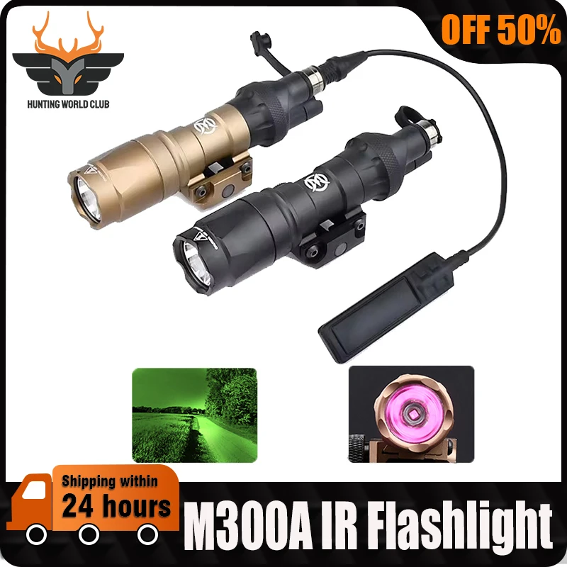 WADSN M300 M300A Tactical Flashlight IR LED Light Pressure Switch Hunting Weapon Airsoft Scout Accessroy Fit 20mm Picatinny Rail