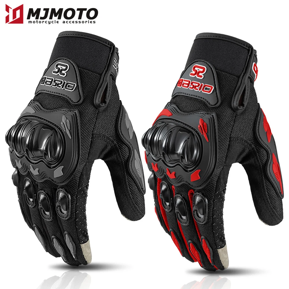 Summer Men Women Motorcycle Breathable Cycling Gloves Touchscreen Motocross Gloves Anti-drop Non-slip Motorbike Gloves Lady Pink