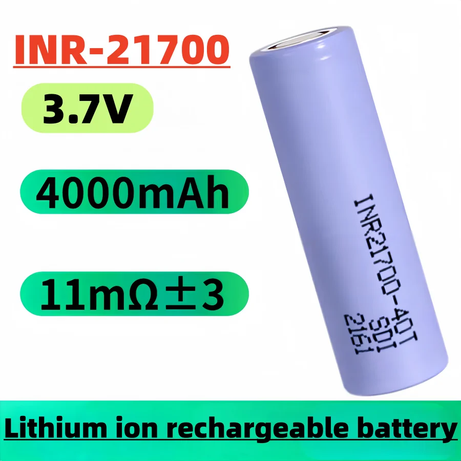 21700 4000mAh 3.7V Lithium Ion Rechargeable Battery 40T 30A High Capacity 70g Welded Nickel Sheet For Flashlight RC Toys