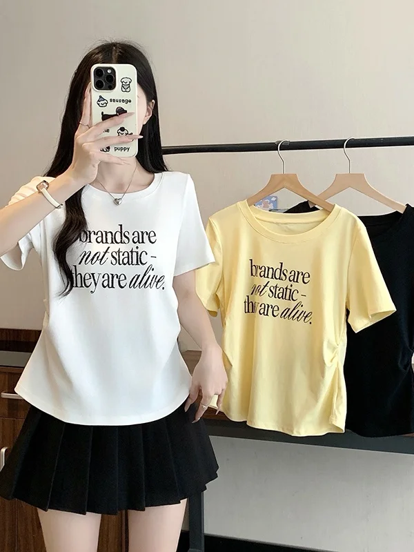 

Casual Printed Letter round Neck plus Size Loose Short Sleeve T-Shirt for plus Size Women Summer Comfortable Breathable Fashion