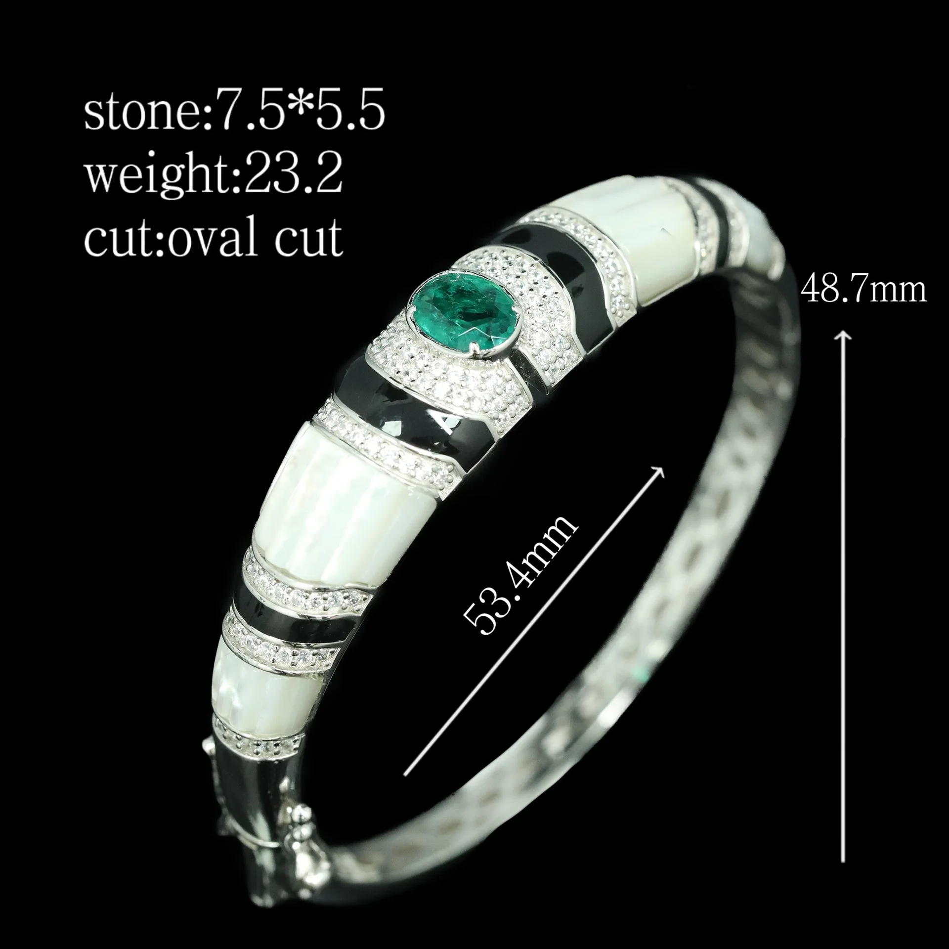 Kqdance 925 prata esterlina branco concha pérola ágata preta esmeralda verde carbono diamante pedra preciosa feminino pulseiras jóias