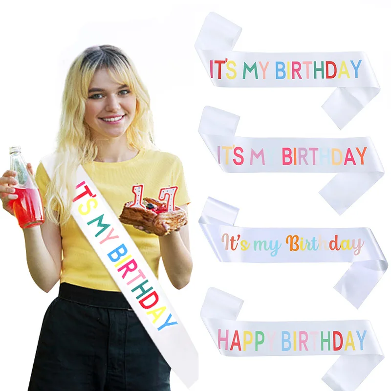 Regenbogen Geburtstags kind Geburtstag Königin Schärpe Glitzer Satin Es ist meine Geburtstags schärpe für Mädchen Frauen alles Gute zum Geburtstag Party Dekorationen