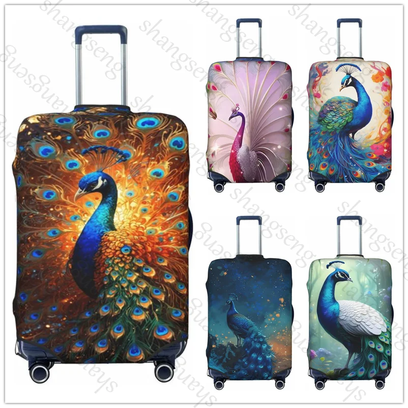 Peacock Flowers Travel suitcase protective case, suitcase cover, elastic protection, washable Luggage cover 18-32 in Accessories