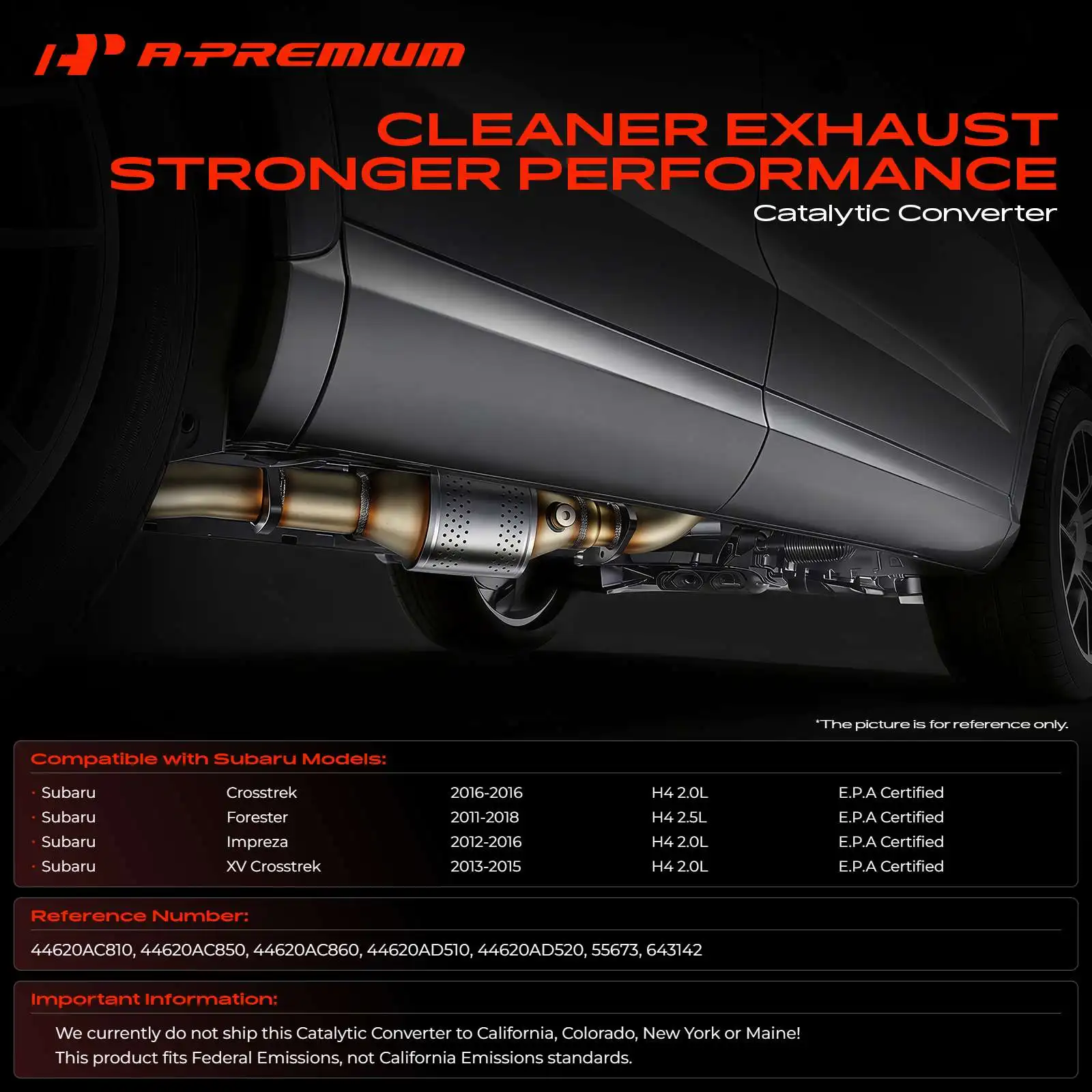 A-Premium Rear Catalytic Converter for Subaru Forester 2011-2018 Impreza 2012-2016 Crosstrek 2016 XV Crosstrek 2013-2015