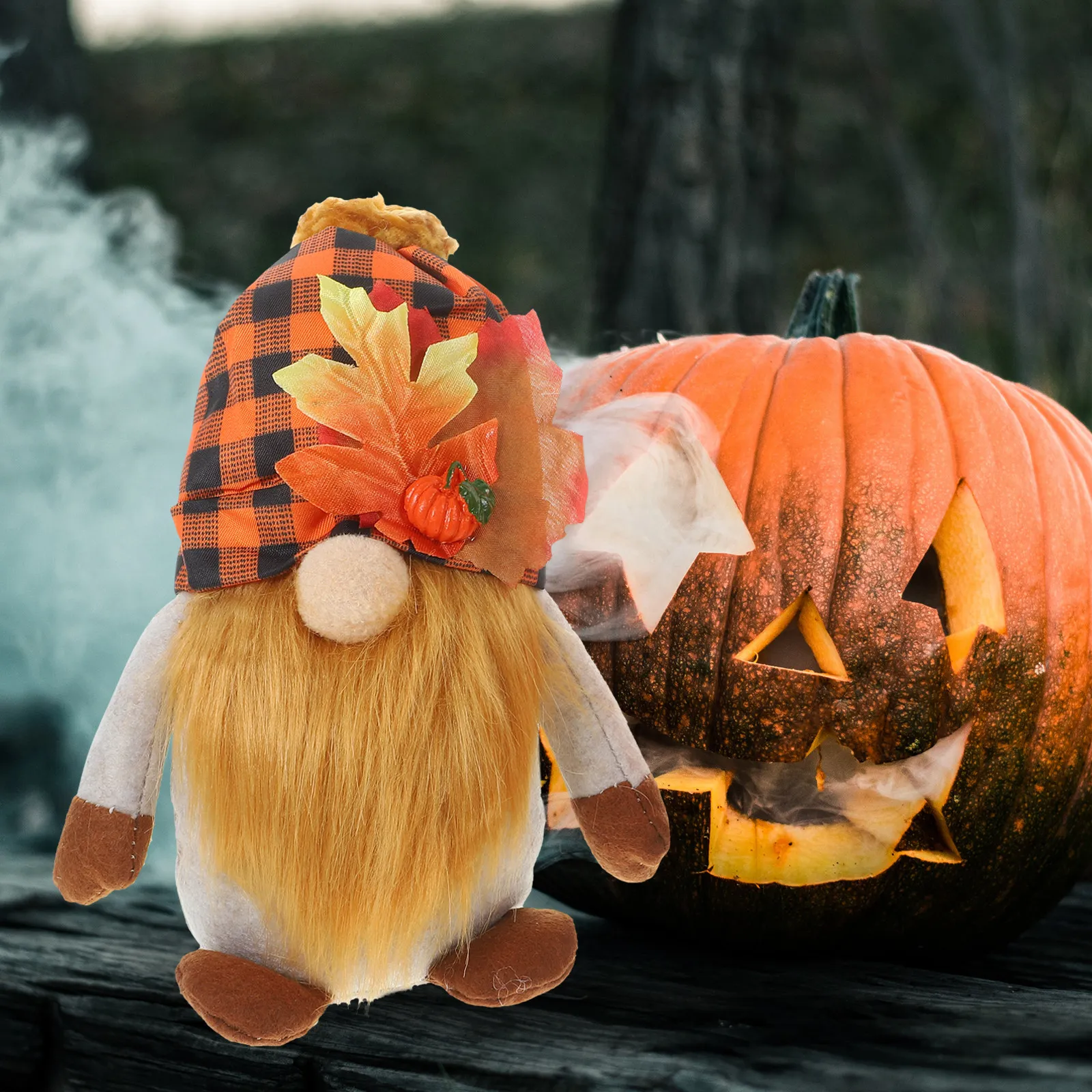 2Pcs Colorful Pumpkin Harvest Gnome Decoration Maple Leaf Autumn Theme for Thanksgiving Party Home Display Fall Decorations