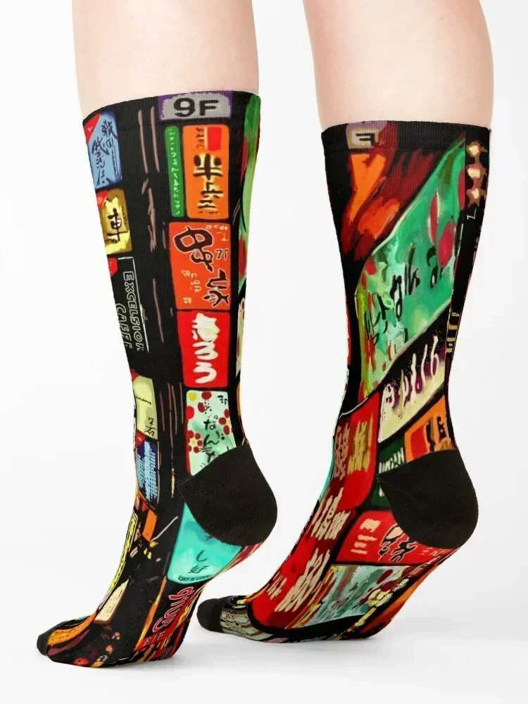 Shinjuku nightlife neon in Tokyo Socks FASHION with print luxury christmas gifts Ladies Socks Men's