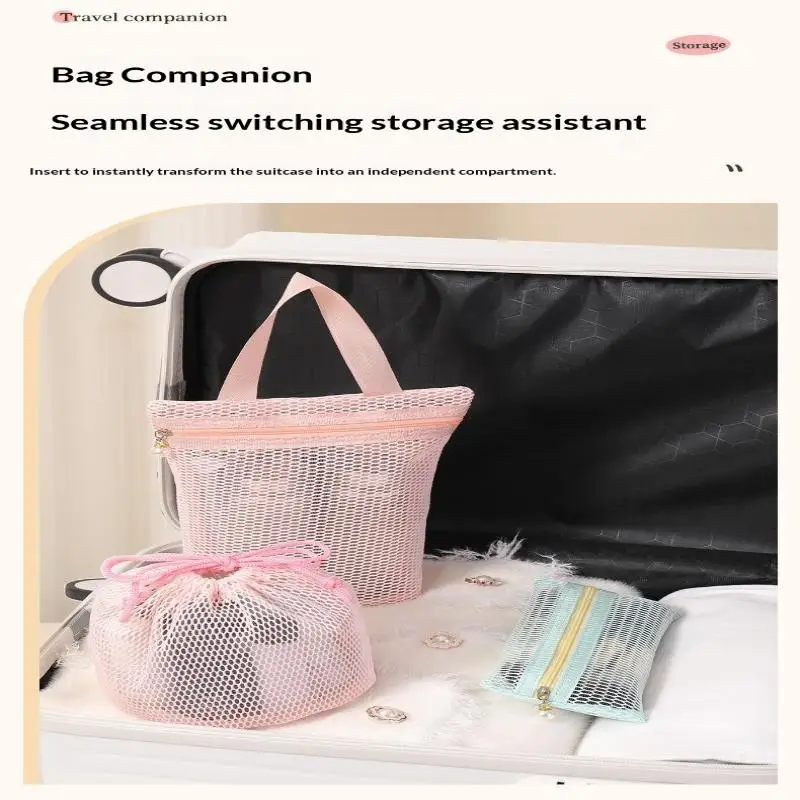 Große Kapazität Mesh-Kosmetiktasche Atmungsaktives Netz Transparenter Reise-Make-up-Organizer Glatter Reißverschluss Mehrzweck – Detail 10