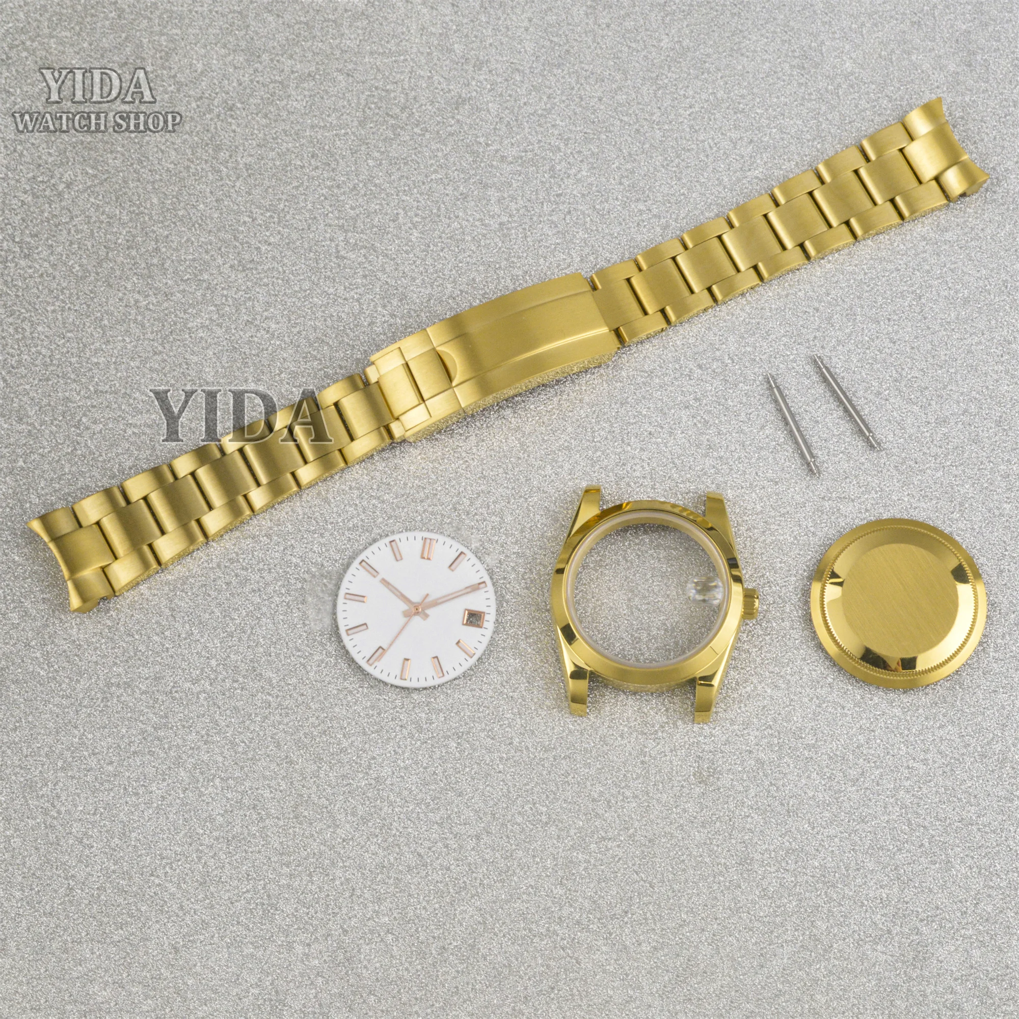 PVD Gold Stainless Steel Watch Accessories NH36/39mm Case 20mm Strap 28.5mm Dial Sapphire Crystal For DATEJUST NH36 Movement