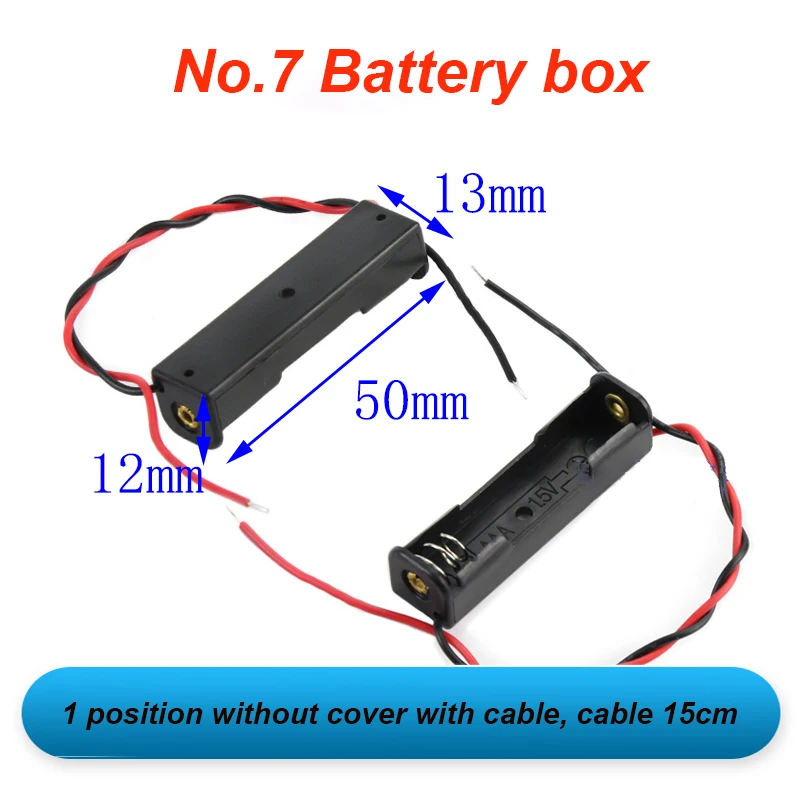 Caja de almacenamiento de batería No.7 4,5 V con cubierta de cable/interruptor compartimento de carga de plástico AAA 3V 12V energía móvil recargable DIY