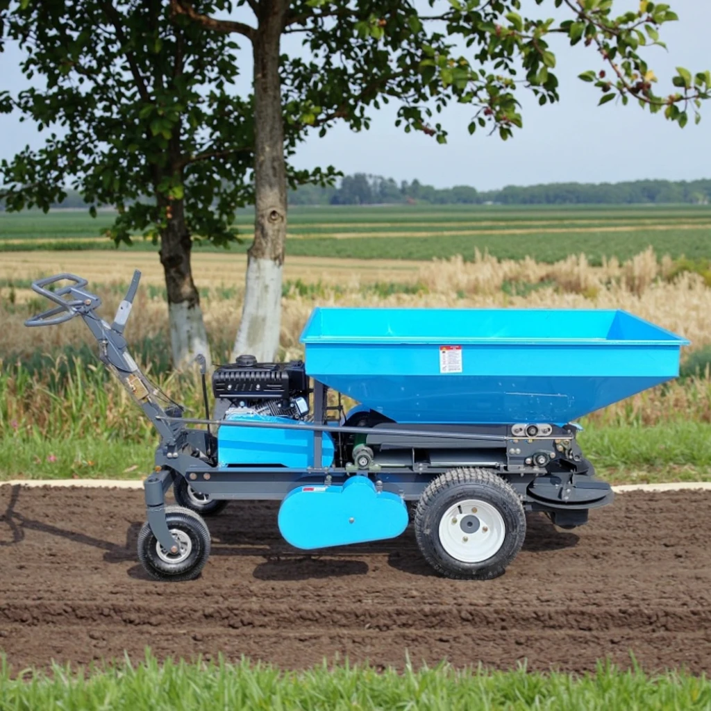 Espalhador de sal de disco duplo, espalhador de fertilizante automotor, espalhador de ração