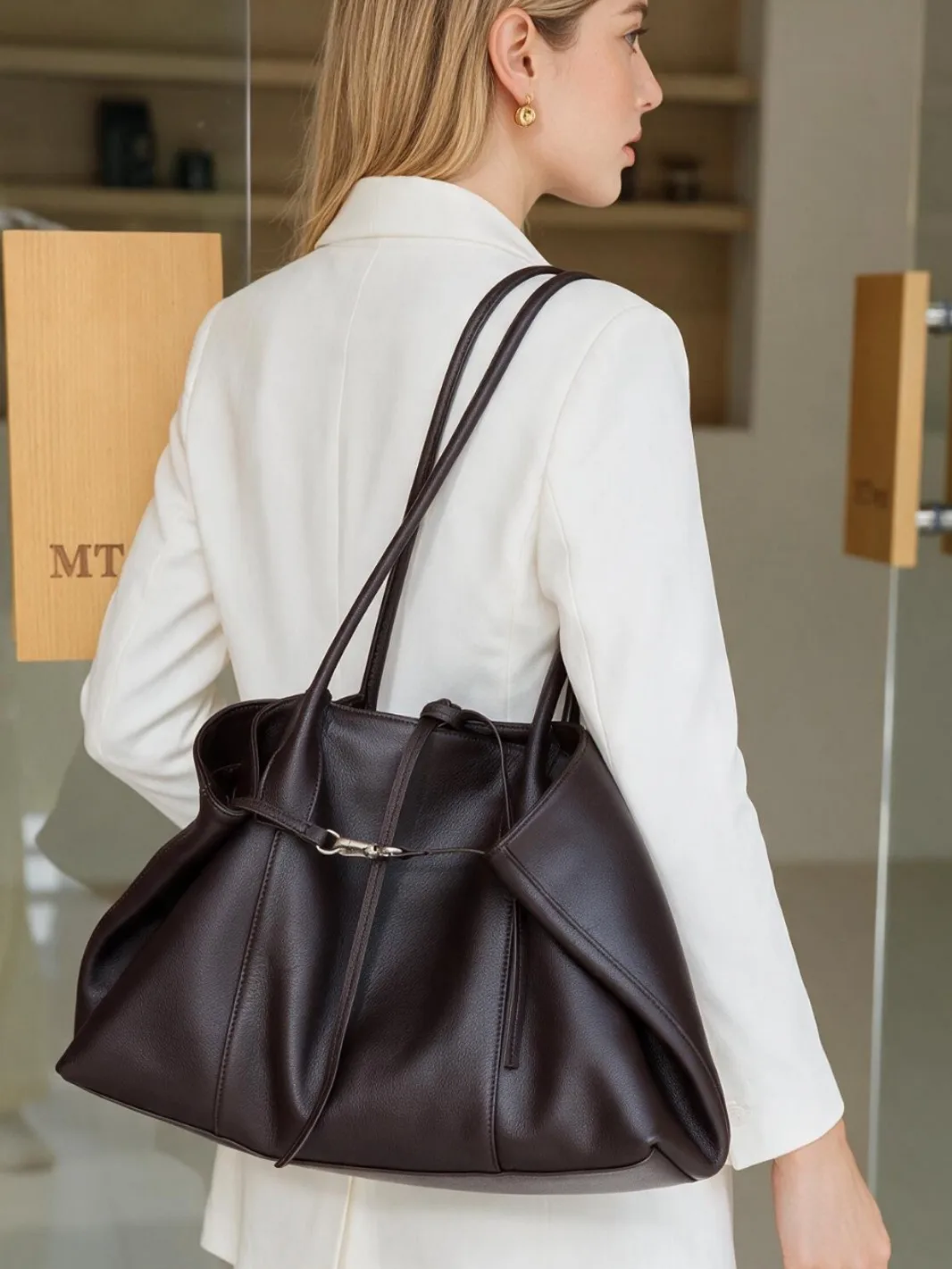 Hot-selling Women Bag Versatile Soft Genuine Leather Tote Bag Korean-style Simple Top-grain Cowhide Large-capacity Shoulder Bag