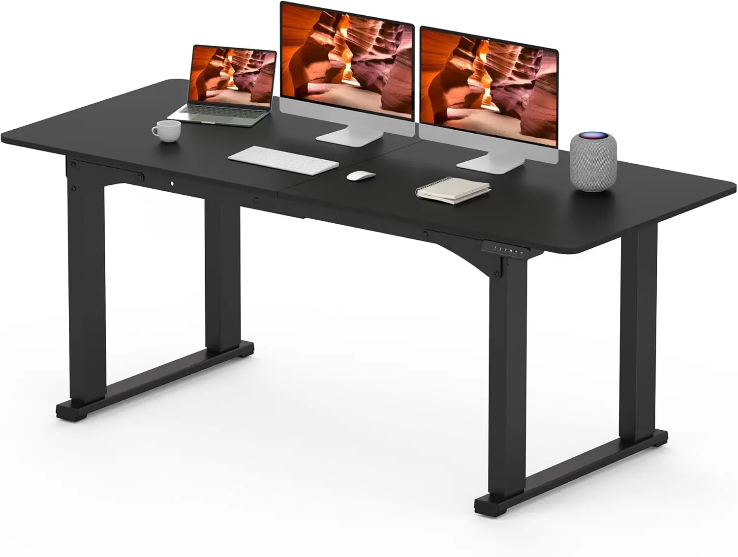 

4 Legs Standing Desk, Large 71x31 Inches Electric Adjustable Height Desk with Splice Board, Stand Up Desk Home Office Computer