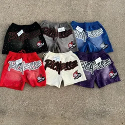 Y2K Harajuku pantaloncini da uomo strass lettera stampa pantaloni sportivi in cotone moda nuovo Hip Hop basket Streetwear pantaloncini Casual larghi