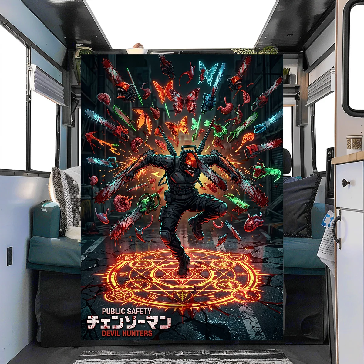 Chainsaw Man Flannel Blanket Warm Cozy for Bedrooms, Sofas, Travel, Picnics & Home Chairs YUN6508