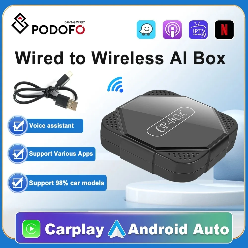 

Podofo CarPlay USB Box CarPlay Mini Dongle Ai Box Wired CarPlay to Wireless CarPlay