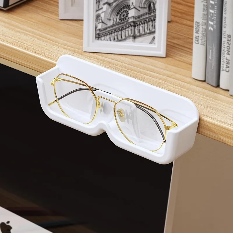 Vitrina de vidrio de gama alta, caja de almacenamiento de gafas montada en la pared, sin perforaciones, estante de almacenamiento de gafas de sol