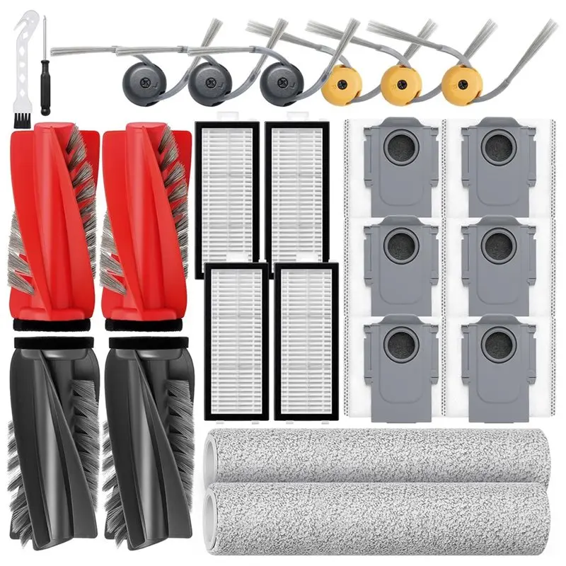 

Комплект сменных аксессуаров A02V для Roborock Qrevo Curv 2 Flow (24 шт.): основная щетка, боковая щетка, фильтр, роликовая насадка, мешок для пыли