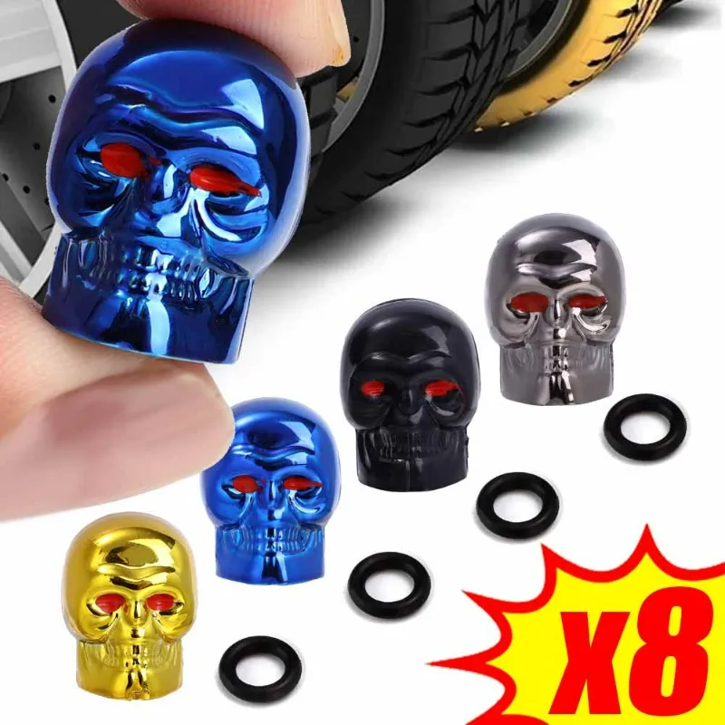 

Car Skull Head Valve Cap Motorcycle Bike Wheel Tyre Tires Antirust Copper Core Valve Stem Decoration Cover for Schrader Valve