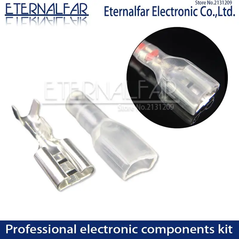 6.3mm 16A 0.75-2.5mm Switch Wire Connectors Crimp Terminals Spade Terminals With Transparent Insulating Sleeves Plug spring