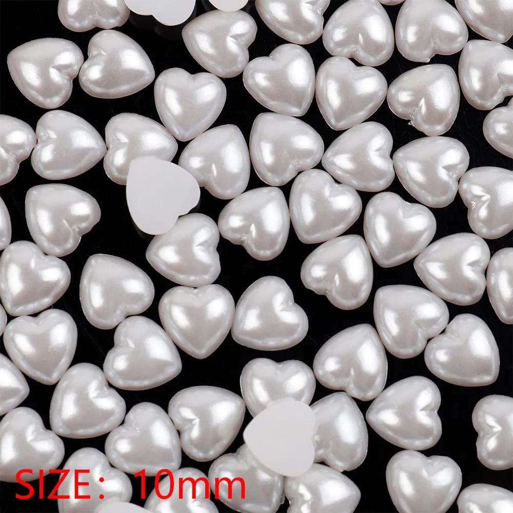 6/8/10/12mm  Heart  Flatback Beads Pearl Bead  For DIY Crafts Garment Bag Shoe Nail Art /Eyes  Decoration A0210