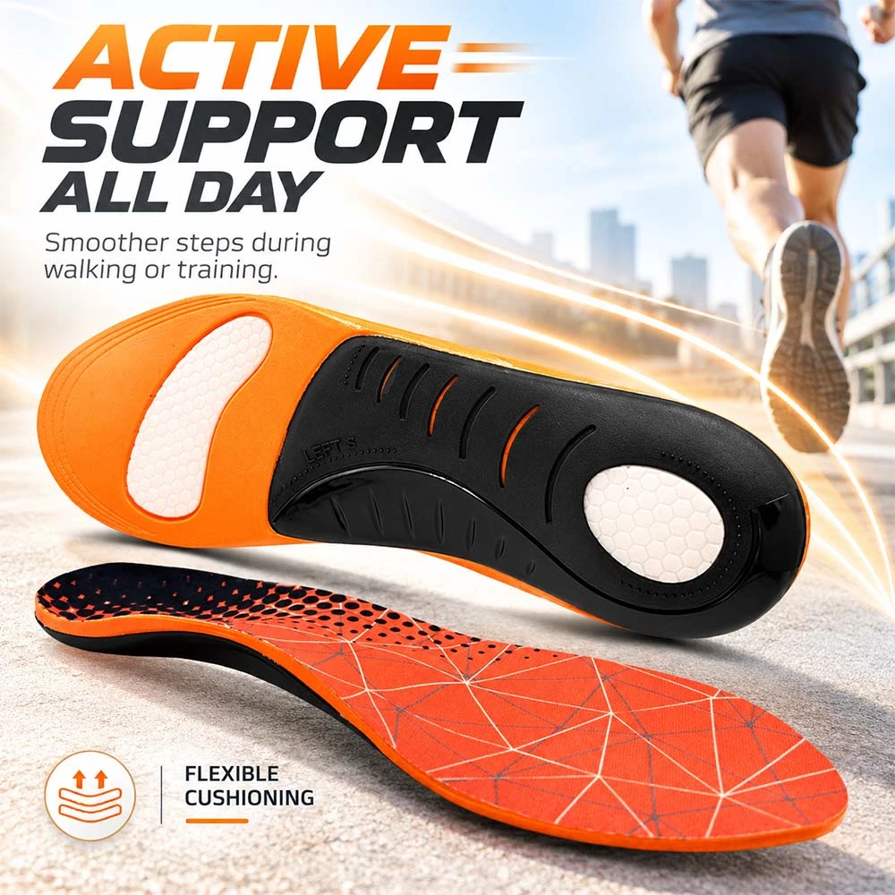 Feet Pain Premium Orthopedic Sport Insoles PU Gel Shock Absorption Breathable Comfortable Lightweight Sweat Absorbing CORRECTiON