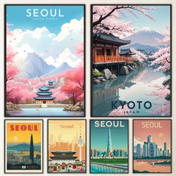 1pc South Korea Travel Poster Self-adhesive Art Waterproof Paper Sticker Coffee House Bar Room Wall Decor