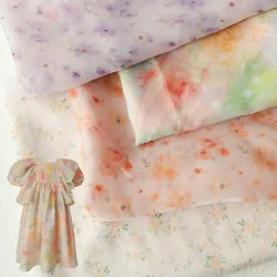 Soft Veil Printed Organza Skirt Fabric, Floral Dress Tops, Children's Clothing, Women's Cloth, High Quality, 140x50cm