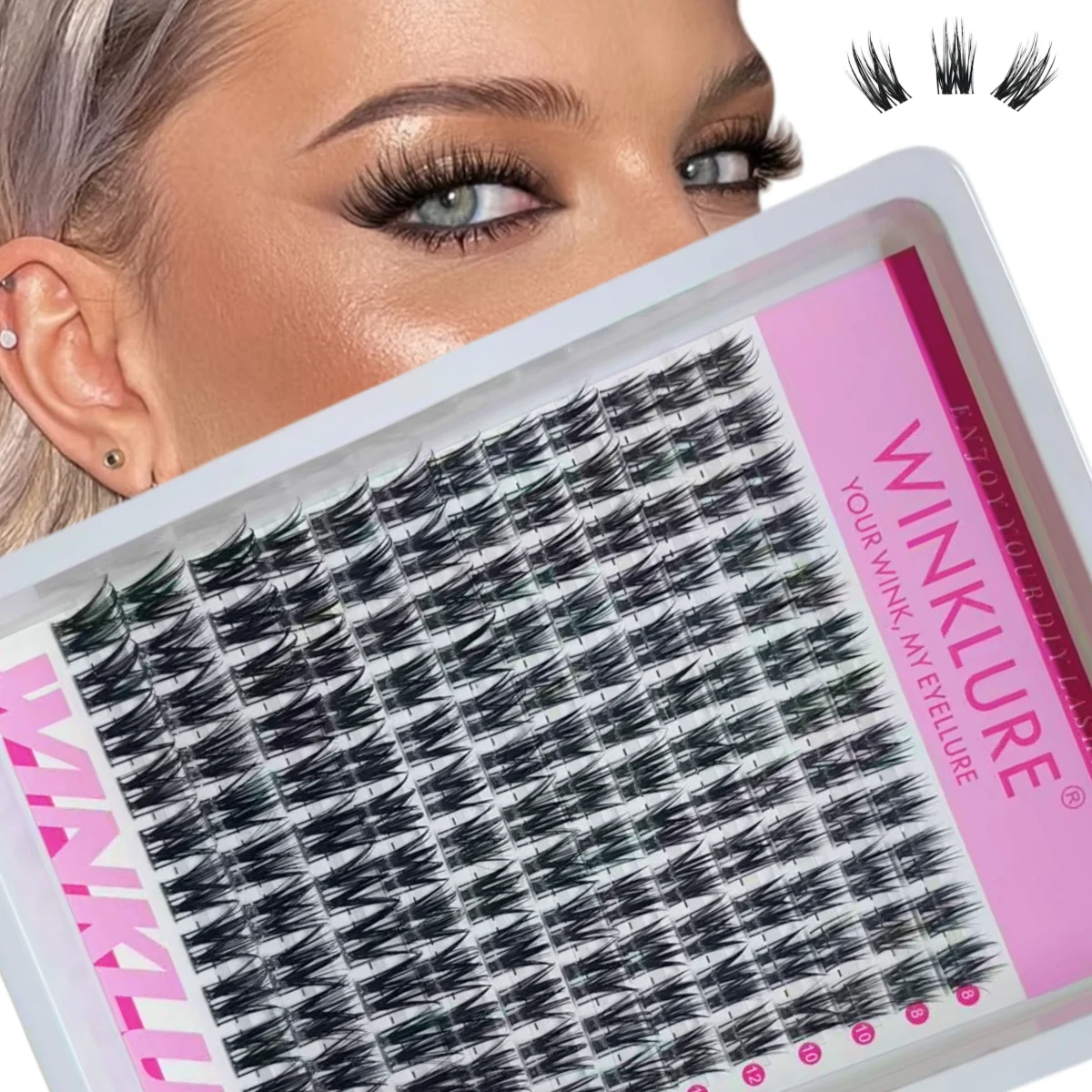 WINKLURE Wispy Lash Clusters Koreanischer Stil D-Curl, Natürliches Unsichtbares Band, DIY Volumen & Länge für Anime-Augenstile – Detail 10