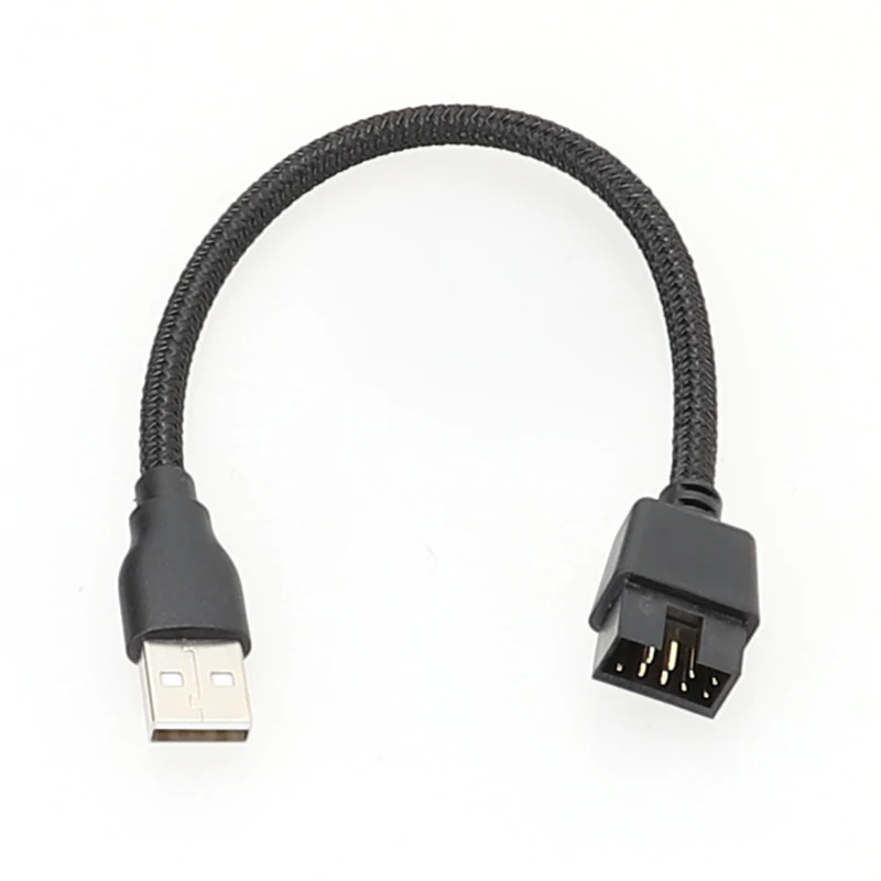 20cm USB A Male to USB 2.0 9‑Pin Motherboard Header Male Extension Cable Braided for PC Mainboard