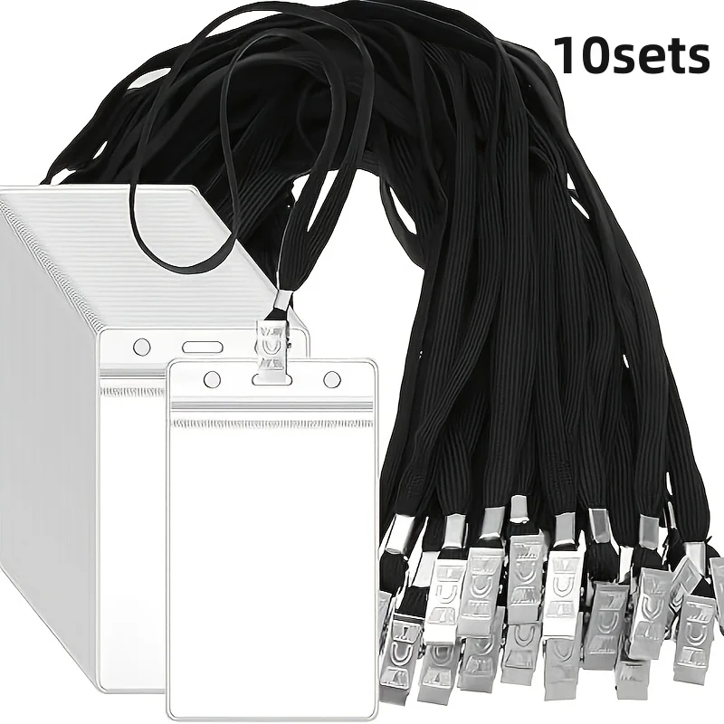 Strapazierfähiges Kunststoff-Halsband mit Drehclip, wasserdicht, wiederverwendbar, mit transparentem Namensschild für Schule, Büro, Veranstaltungen – Detail 7