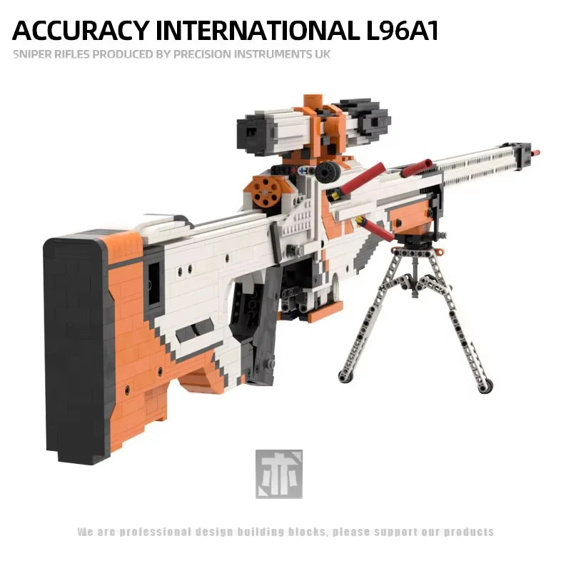 MOC Sniper Rifle Building Blocks Set With Magazine Scope Shootable DIY Assembly Bricks Toy Collectible Gift for Adult Fans