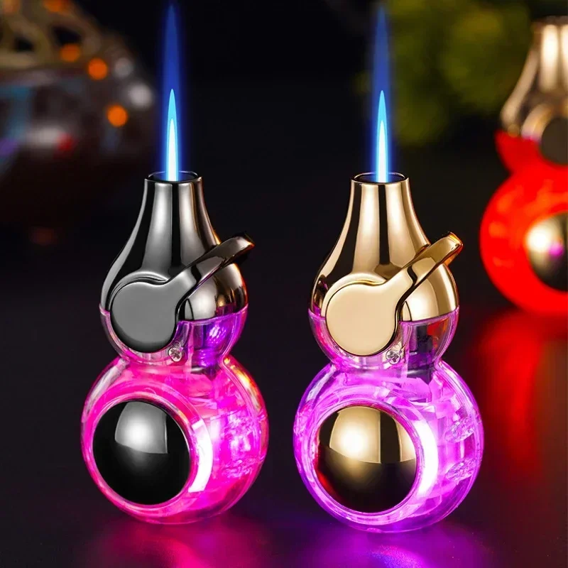 

2025 new carnival butane lighter windproof straight flashlight colorful lights green flame creative personality wholesale